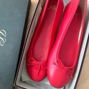 Red Leather Jcrew Ballerina flats